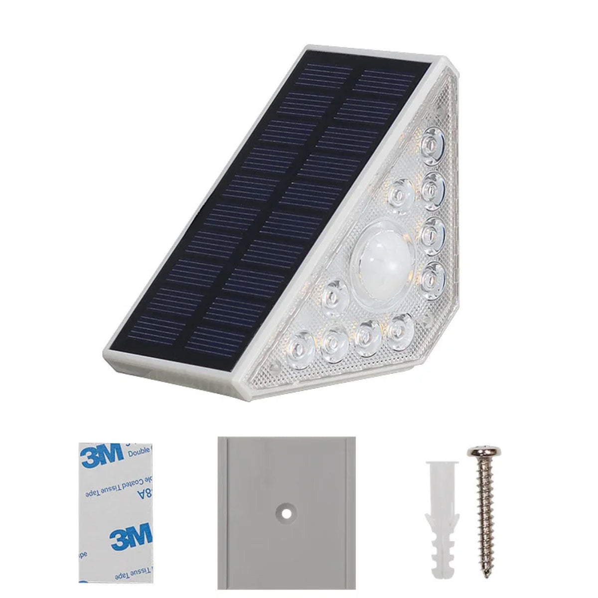 Nerava Solar-Stufenleuchte mit Montageplatte, 3M-Klebepad, Schraube und Duebel